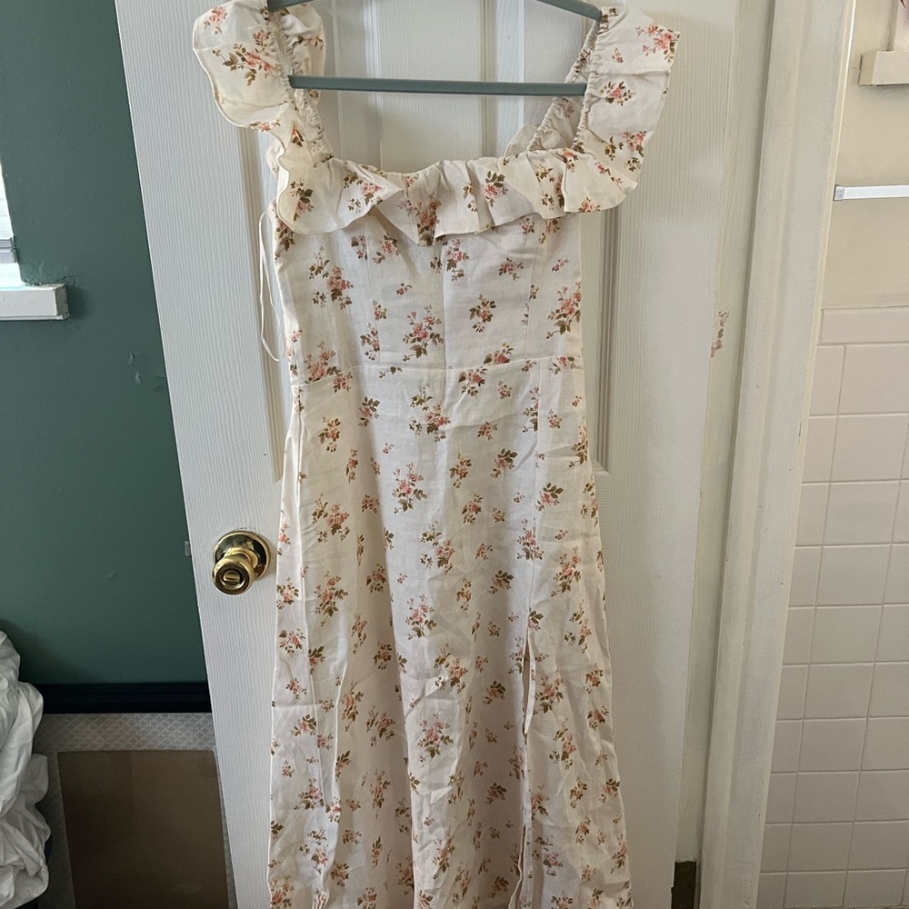 Reformation floral linen midi dress